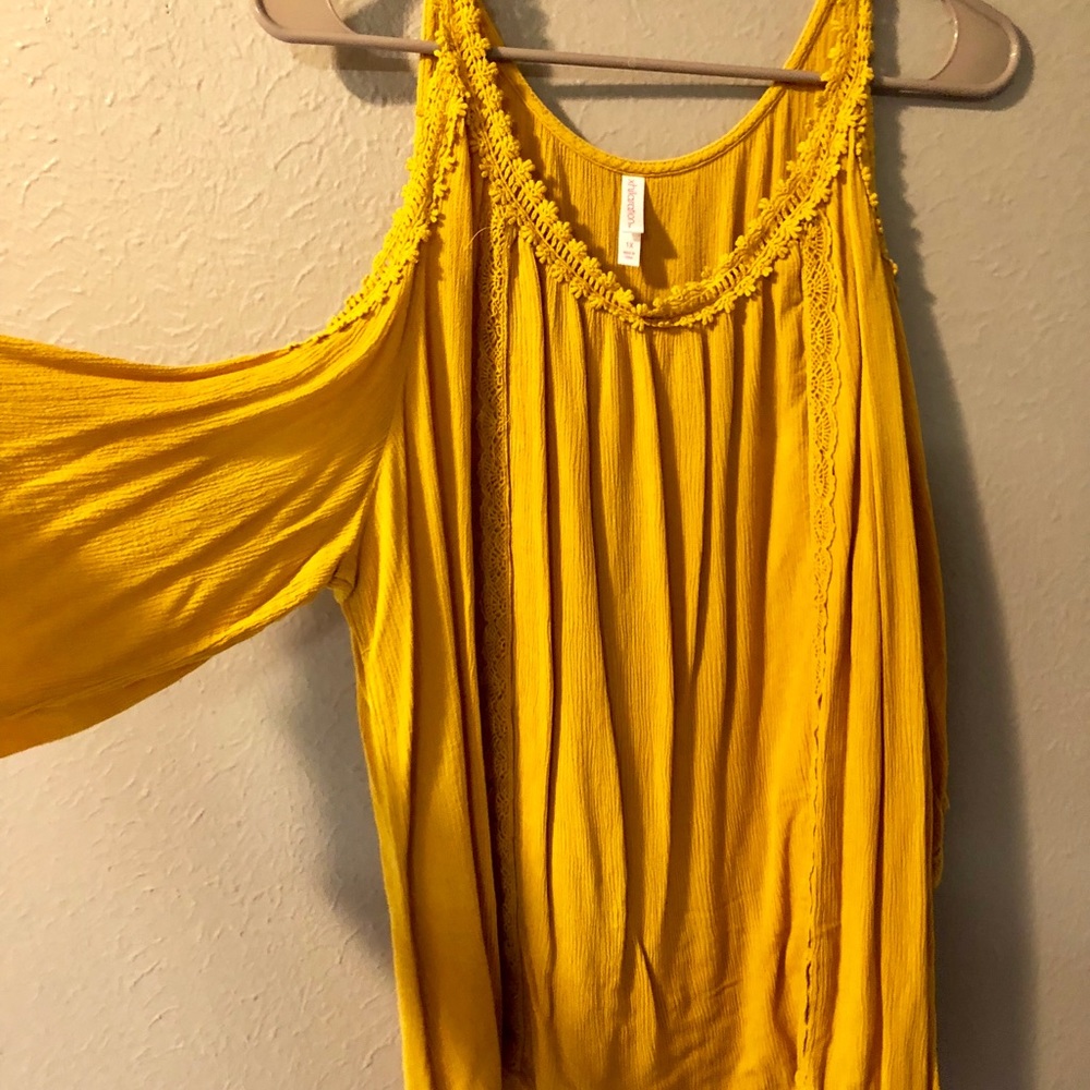 Yellow Cold shoulder top